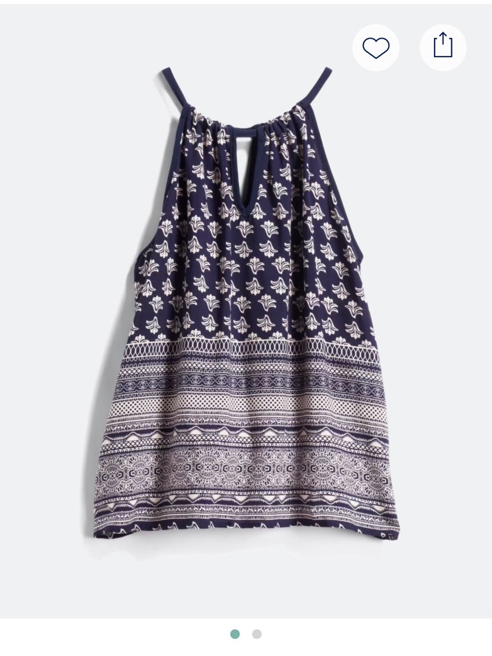 Papermoon Navy and White Printed Halter Tank Top